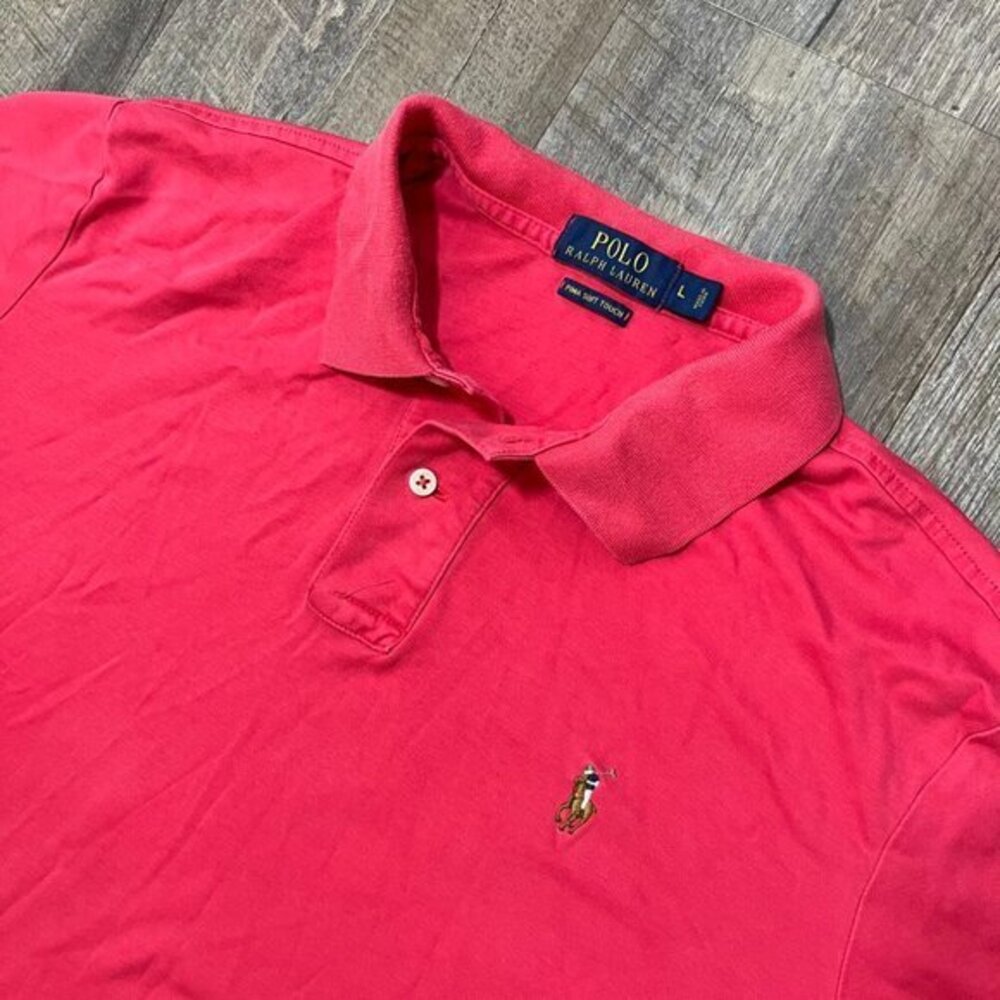 Polo Ralph Lauren Pink Pima Soft Touch Short Sleeve Polo Shirt‎ Mens Size Large